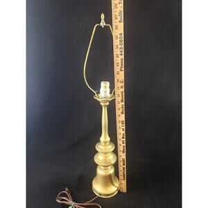 Vintage MCM Solid Brass Table Lamp With Harp 28.5"